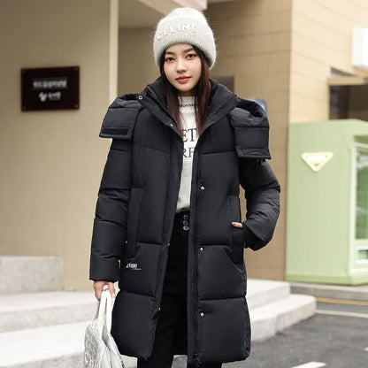 Hooded Padded Zip-Up Long Parka SpreePicky