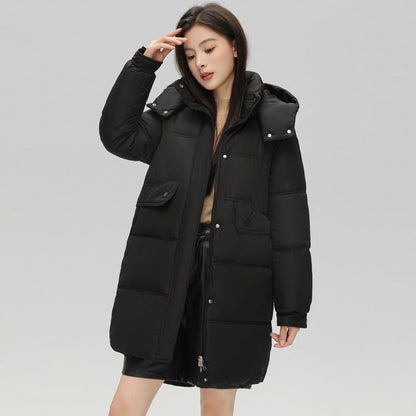 Hooded Zip-Up Padded Long Coat SpreePicky