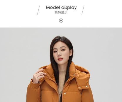 Hooded Zip-Up Padded Long Coat SpreePicky