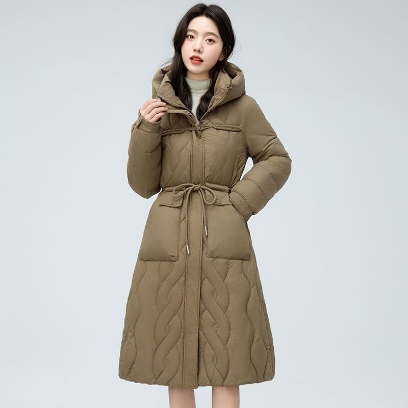 Hooded Padded Zip-Up Long Coat SpreePicky