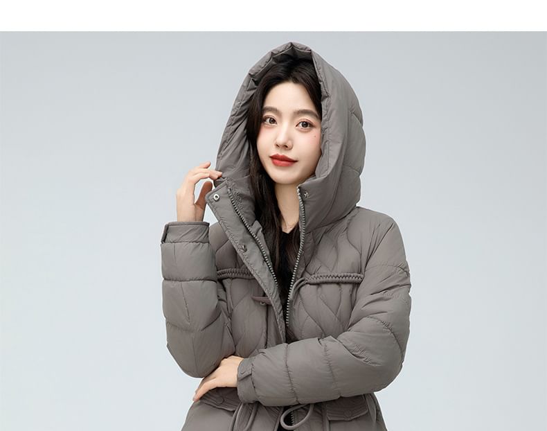 Hooded Padded Zip-Up Long Coat SpreePicky