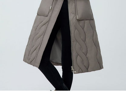 Hooded Padded Zip-Up Long Coat SpreePicky