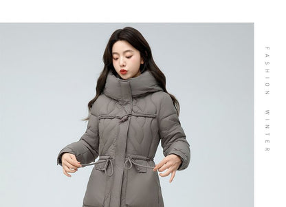 Hooded Padded Zip-Up Long Coat SpreePicky