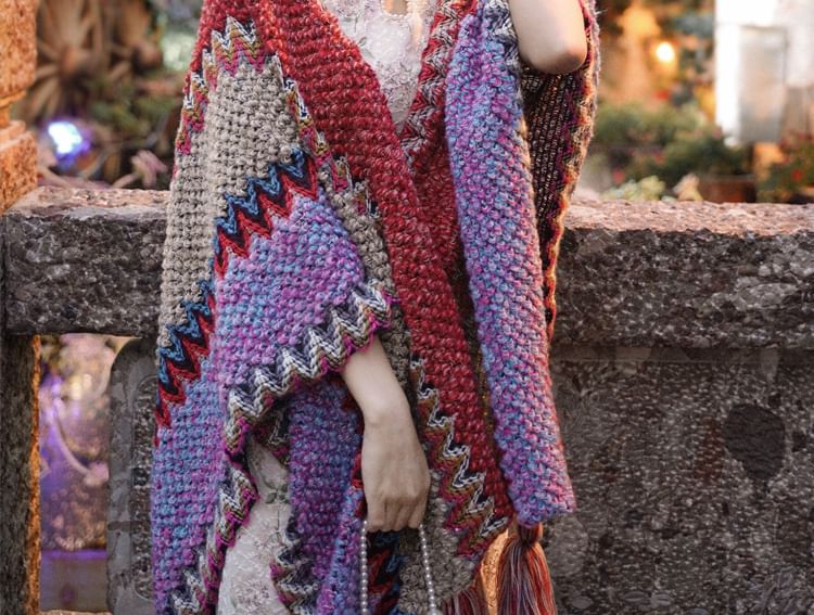 Zig Zag Tassel Shawl SpreePicky