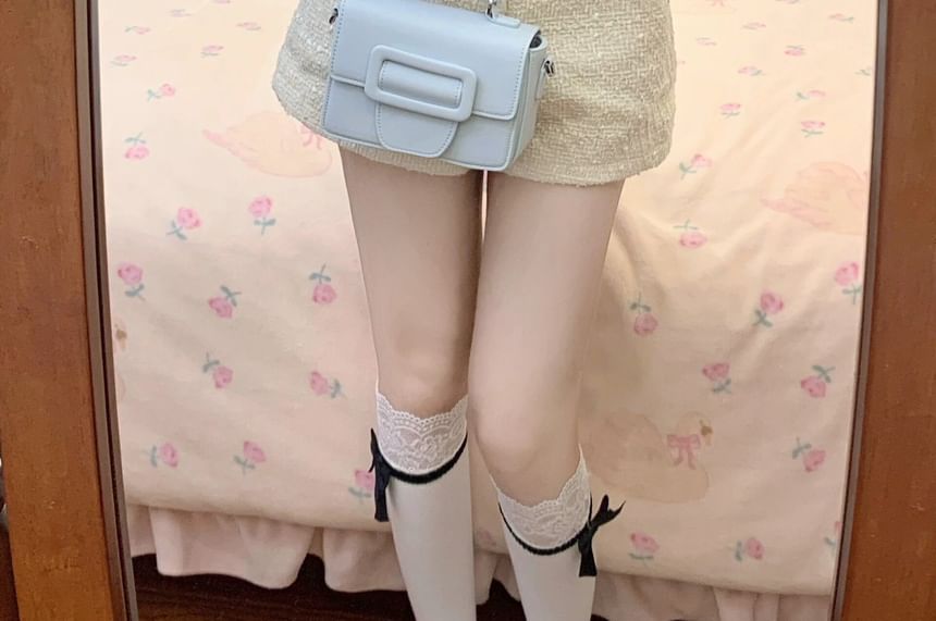 / Trim Cropped Cardigan Pants Neck High Contrast Square Waist Hot Plain FashionChic