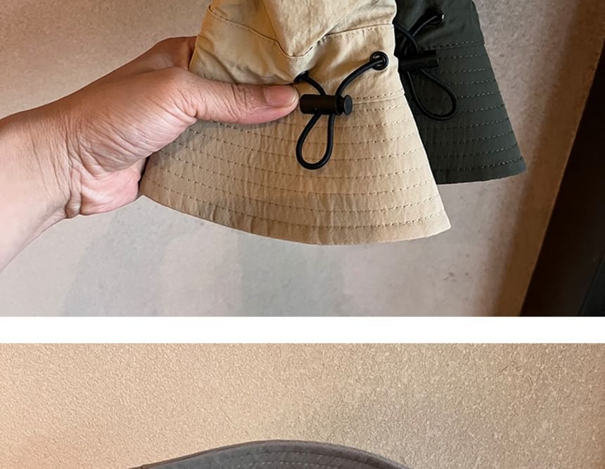 Plain Drawstring Bucket Hat