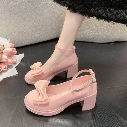 Platform Chunky Heel Bow Ankle Strap Sandals mySite