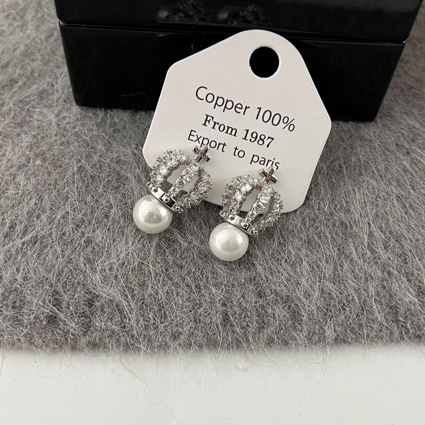 Rhinestone Crown Stud Earring SpreePicky