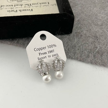 Rhinestone Crown Stud Earring SpreePicky