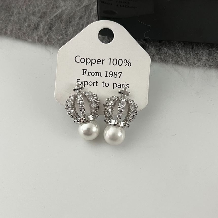 Rhinestone Crown Stud Earring SpreePicky