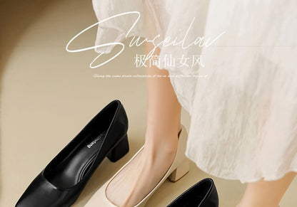 Square Toe Block Heel Pumps SpreePicky