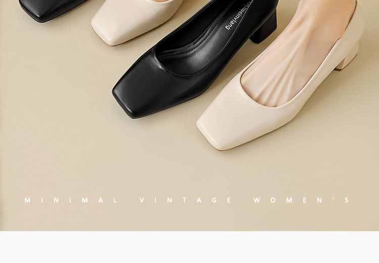 Square Toe Block Heel Pumps SpreePicky