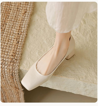 Square Toe Block Heel Pumps SpreePicky