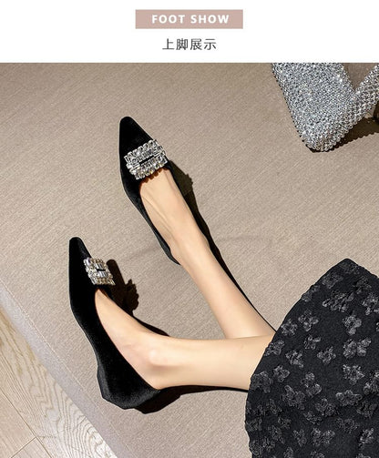 Pointed Toe Rhinestone Buckle Wedge Pumps SpreePicky