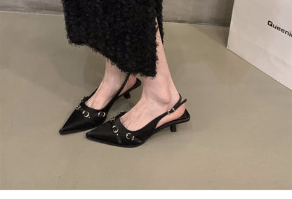 Kitten-Heel Pointed Slingback Pumps SpreePicky