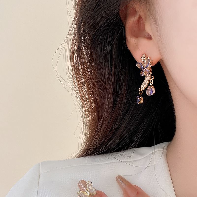 Rhinestone Butterfly Drop Earring SpreePicky