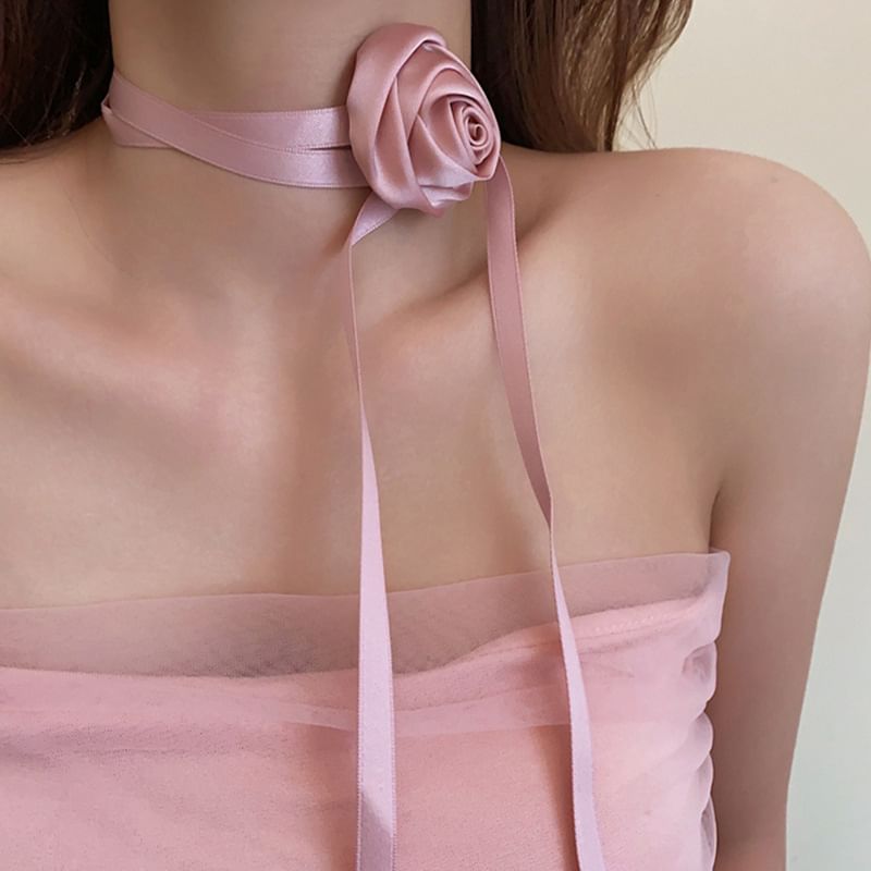 Plain Flower Satin Choker SpreePicky