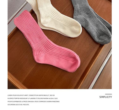 Set of 3 Pairs: Plain Ribbed Short Socks SpreePicky