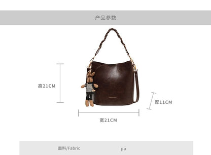 Set: Faux Leather Bucket Bag + Bag Charm SpreePicky