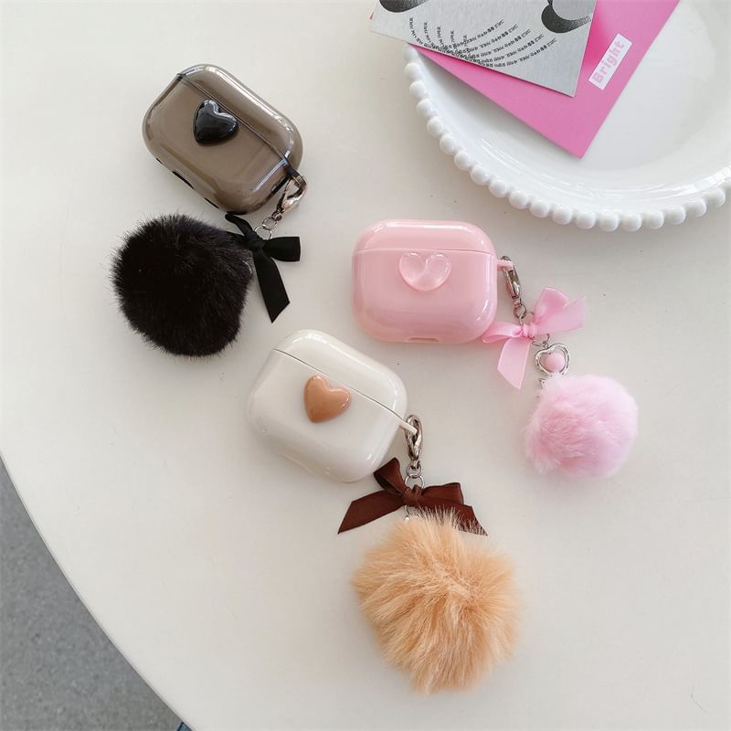 Heart Ribbon Pom Pom AirPods / Pro Earphone Case Skin SpreePicky