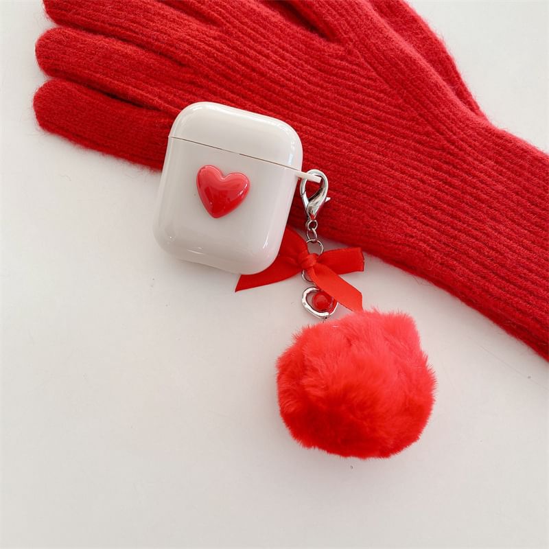 Heart Ribbon Pom Pom AirPods / Pro Earphone Case Skin SpreePicky