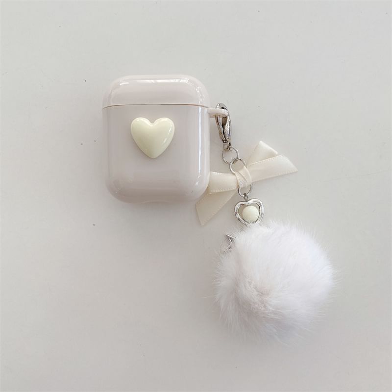 Heart Ribbon Pom Pom AirPods / Pro Earphone Case Skin SpreePicky