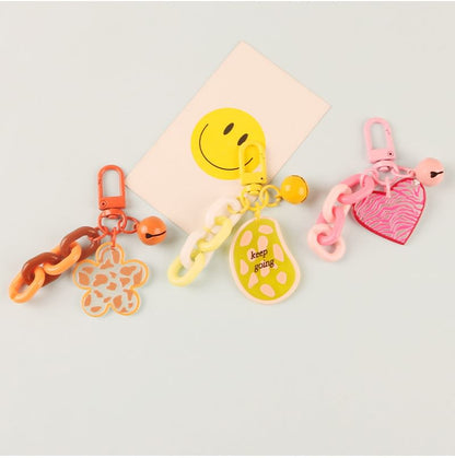 Acrylic Bell Chunky Chain Bag Charm Keyring (Various Designs) SpreePicky