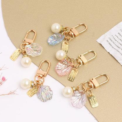 Faux Pearl Shell Acrylic Bag Charm Keyring SpreePicky