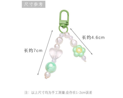 Floral Faux Pearl Bag Charm Keyring SpreePicky