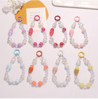 Ice Cream Acrylic Bead Bag Charm Keyring SpreePicky