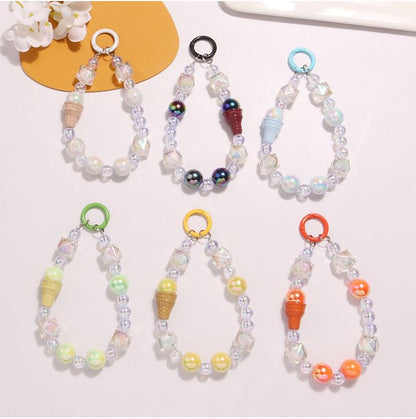 Ice Cream Acrylic Bead Bag Charm Keyring SpreePicky