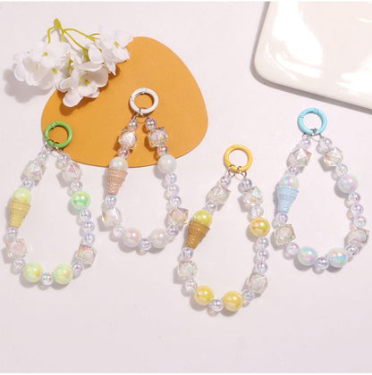 Ice Cream Acrylic Bead Bag Charm Keyring SpreePicky