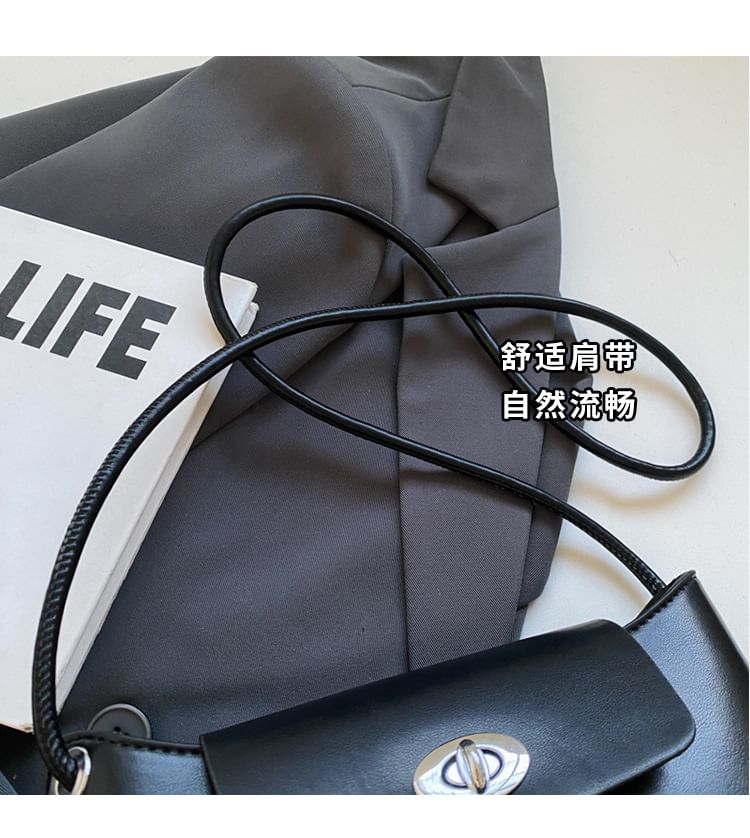 Faux Leather Plain Crossbody Bag SpreePicky