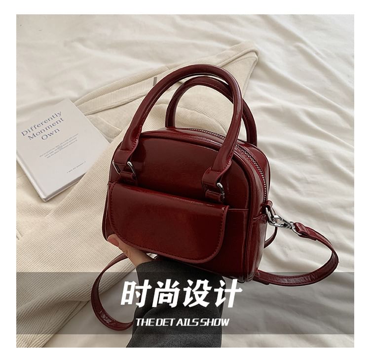 Faux Leather Bowler Bag SpreePicky