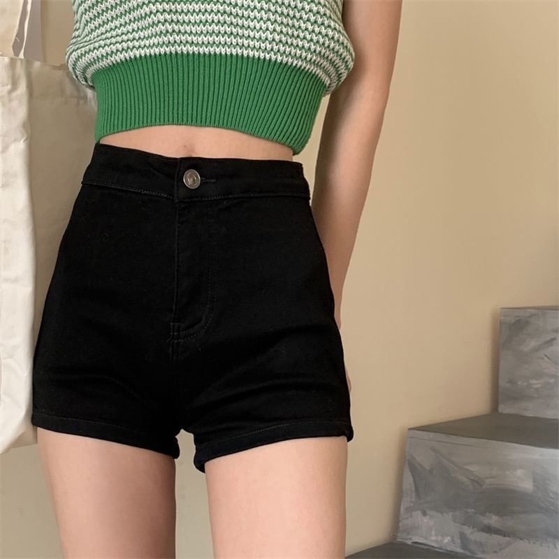 High Waist Denim Hot Pants SpreePicky