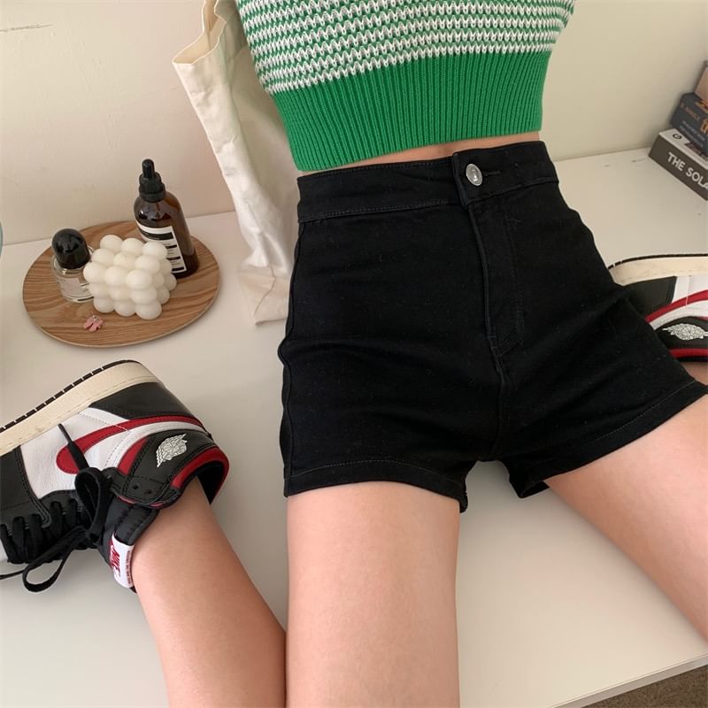 High Waist Denim Hot Pants SpreePicky