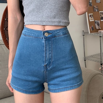 High Waist Denim Hot Pants SpreePicky