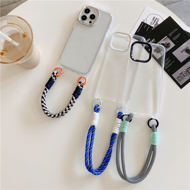 Phone Strap Transparent Phone Case - iPhone 15 Pro Max / 15 Pro / 15 Plus / 15 / 14 Pro Max / 14 Pro / 14 Plus / 14 / 13 Pro Max / 13 Pro / 13 / 13 mini / 12 Pro Max / 12 Pro / 12 / 12 mini SpreePicky