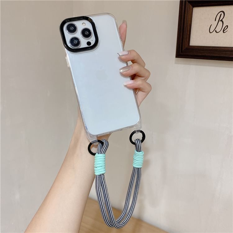 Phone Strap Transparent Phone Case - iPhone 15 Pro Max / 15 Pro / 15 Plus / 15 / 14 Pro Max / 14 Pro / 14 Plus / 14 / 13 Pro Max / 13 Pro / 13 / 13 mini / 12 Pro Max / 12 Pro / 12 / 12 mini SpreePicky