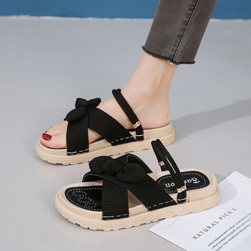 Platform Bow Slide Sandals SpreePicky