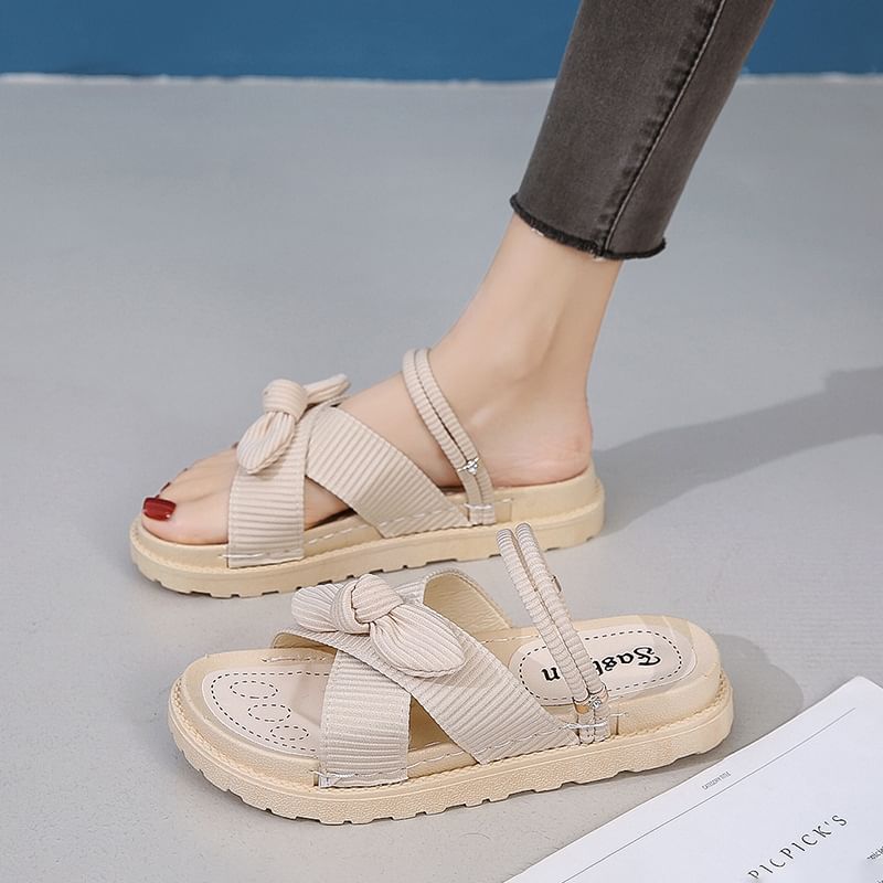 Platform Bow Slide Sandals SpreePicky