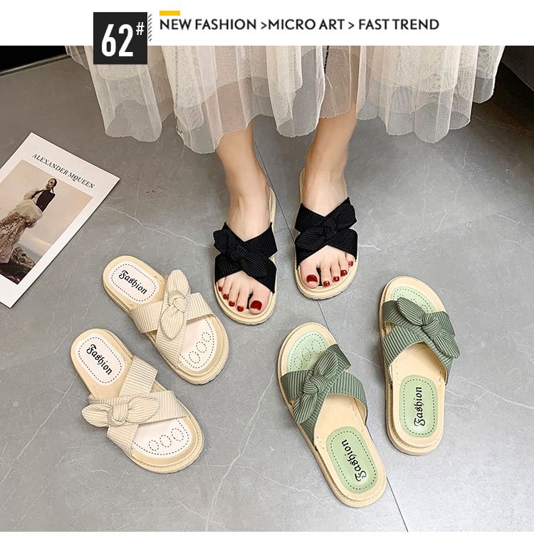 Platform Bow Slide Sandals SpreePicky