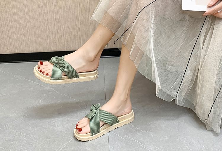 Platform Bow Slide Sandals SpreePicky