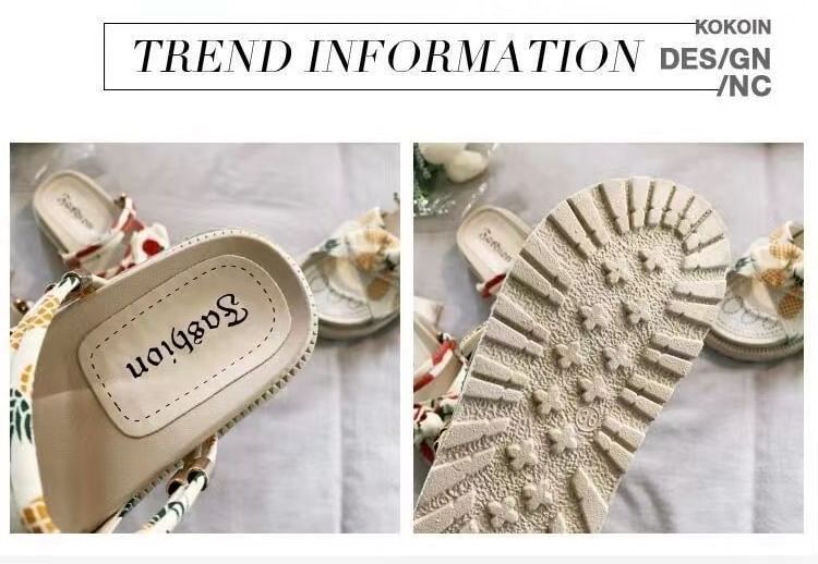 Platform Fruit Print Bow Slide Sandals SpreePicky