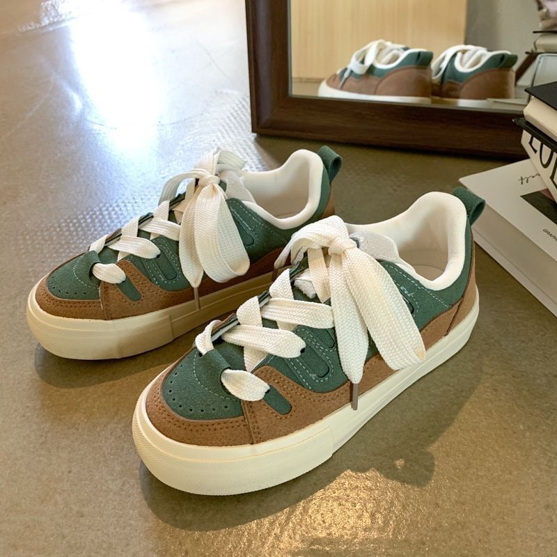 Platform Panel Faux Suede Sneakers SpreePicky