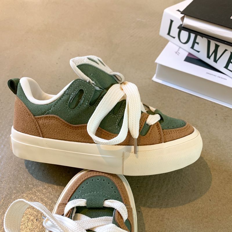 Platform Panel Faux Suede Sneakers SpreePicky