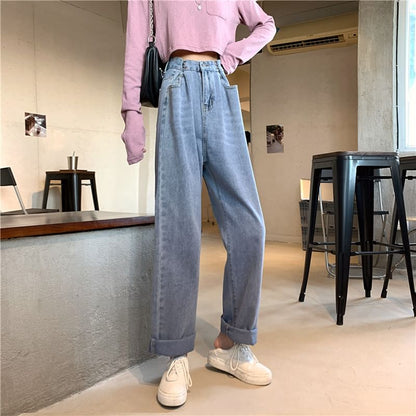 High Waist Washed Loose Fit Jeans SpreePicky