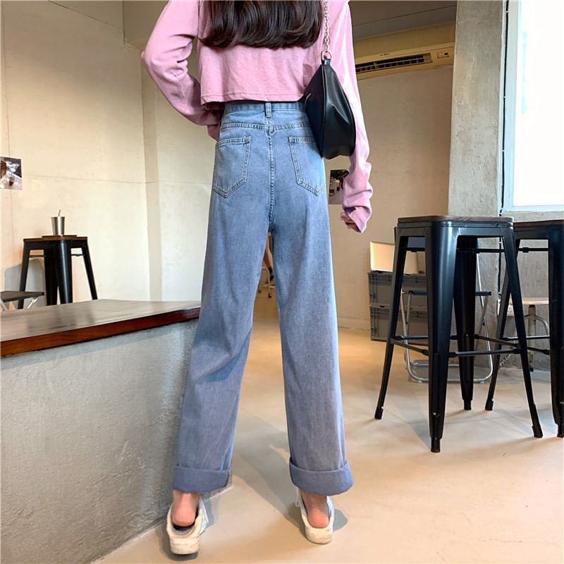 High Waist Washed Loose Fit Jeans SpreePicky