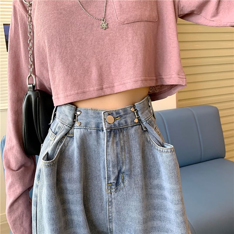 High Waist Washed Loose Fit Jeans SpreePicky