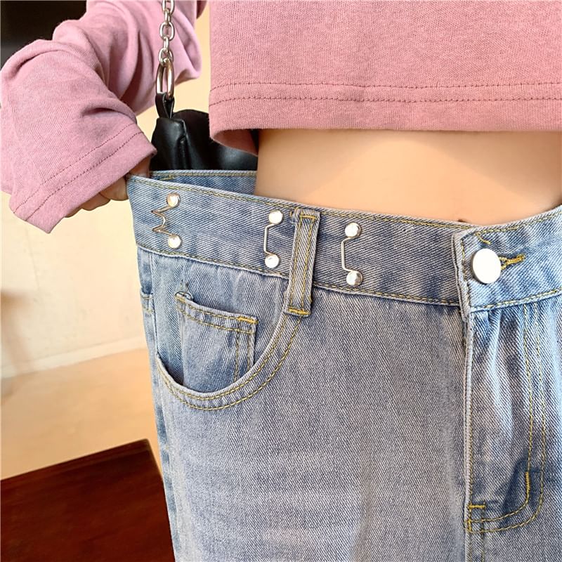 High Waist Washed Loose Fit Jeans SpreePicky